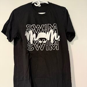 Swim Mom T-shirt Black and White, size medium